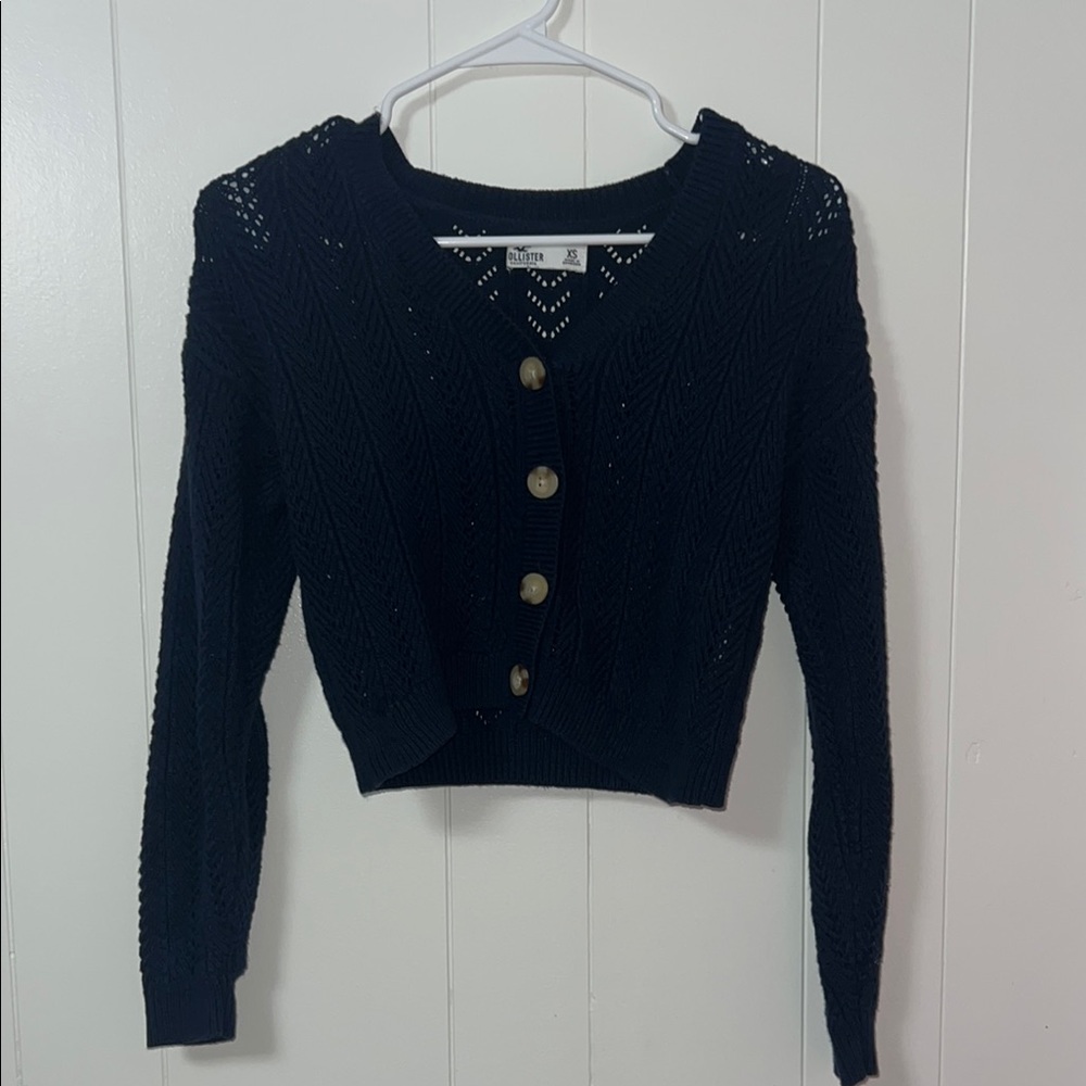 Hollister Navy Blue Buttoned Knit Cardigan